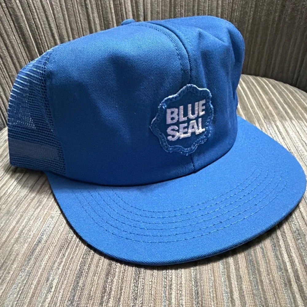 Vintage Blue Seal Feeds Mesh Foam Trucker Hat Cap Agriculture Adjustable Snapbac